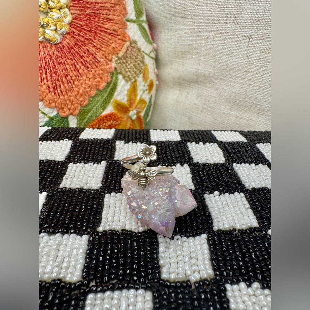 925 Silver Bee and Flower Adjustable Ring